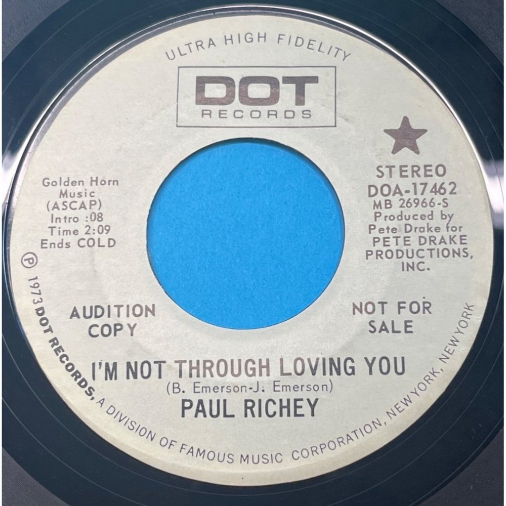 Paul Richey I'm Not Through Loving You / 30 Days 45 Country Promo Dot 17462